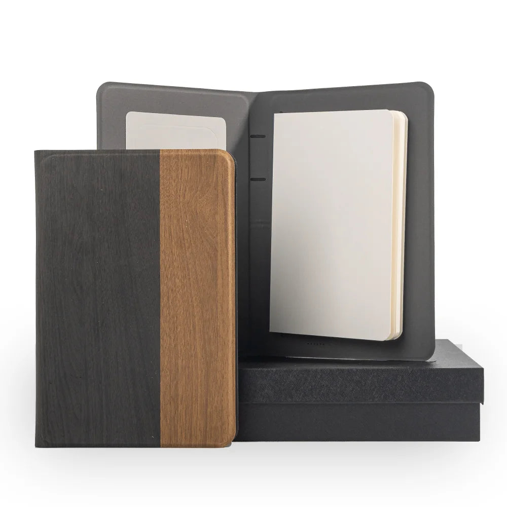 Ultra Slim Wireless Charging Notebook with Hidden Phone Stand, B5 Portable Planner for Work and Travel