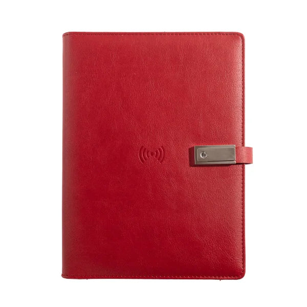 A5 Leather Notebook with built-in Power Bank, wireless charging,  3-in-1 charging Cable. Portable Journal for Business, Travel