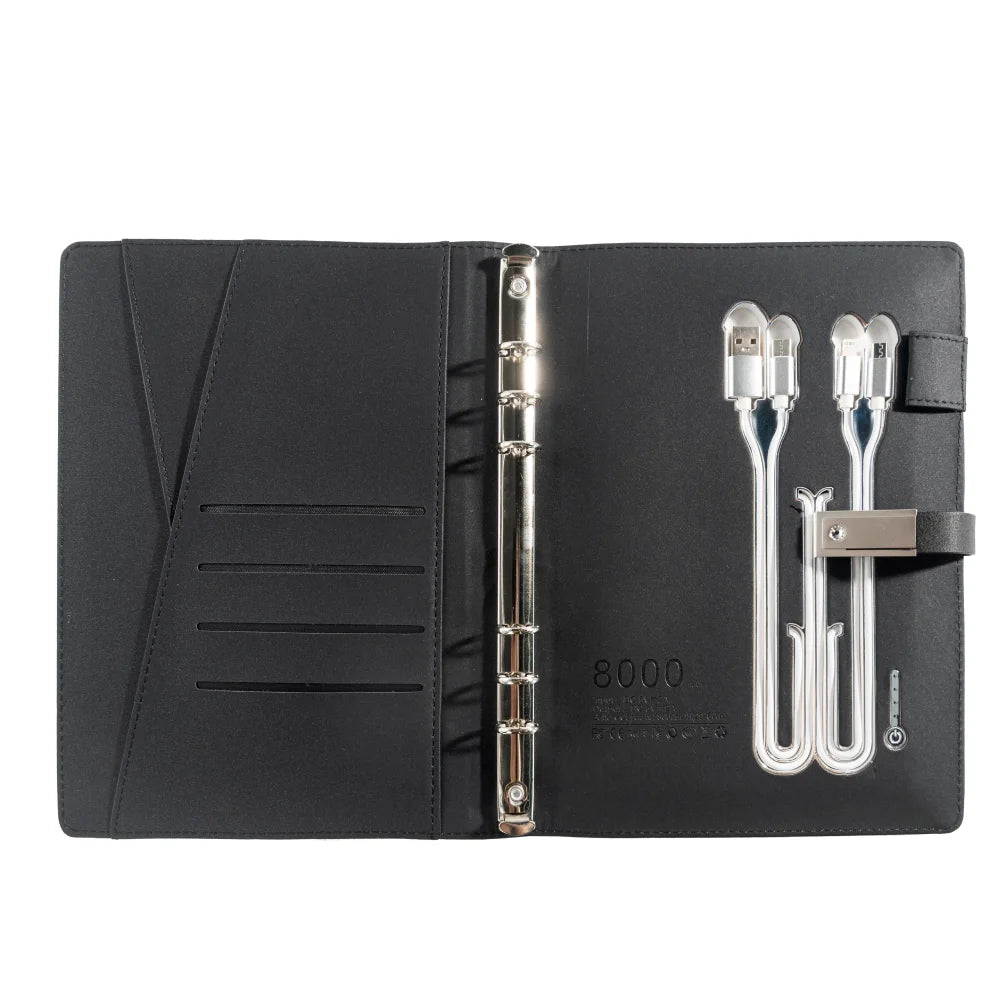 Business or Graduation Gift – Multifunction Charging Notebook with Card Holder for Office, Travel, or College Use
