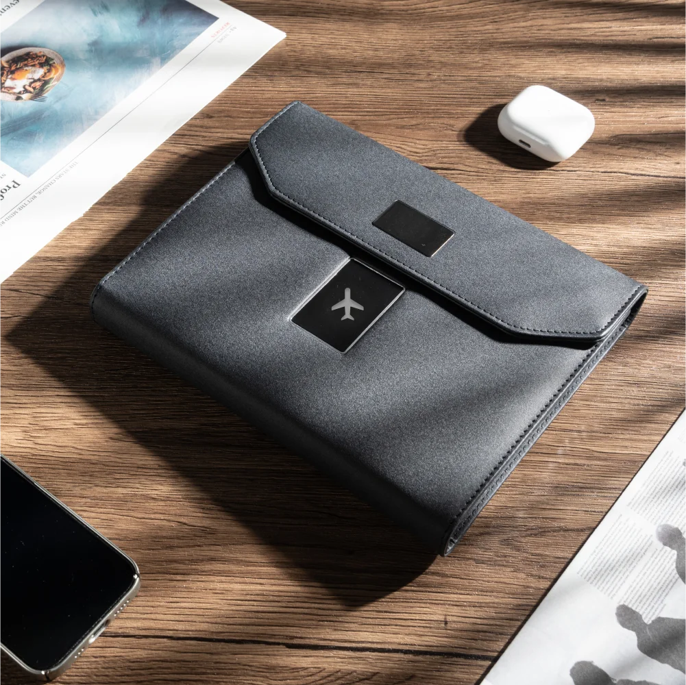 A5 Power Bank Notebook with LED Logo Cover, Wireless Charging, Foldable Phone Stand, USB Drive and 8000mAh Battery