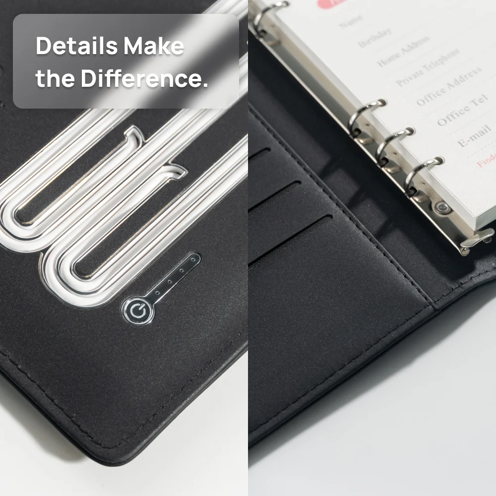 A5 Notebook with built-in Power Bank, wireless Charging, 3-in-1 charging cable, USB drive,  Multifunction Journal for Office