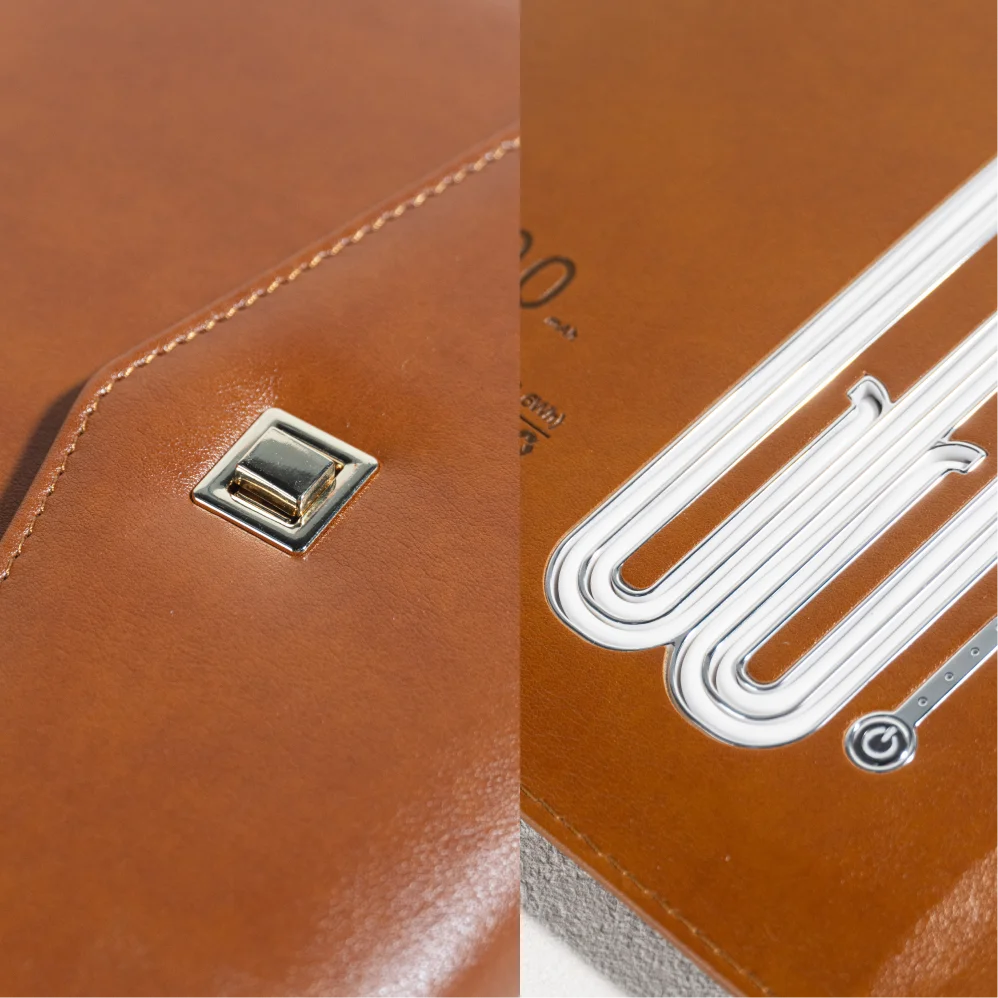 Envelope-Style A5 Charging Notebook with  Leather Cover, 3-in-1 Cable, Card Slots, Document Pocket and Premium Paper