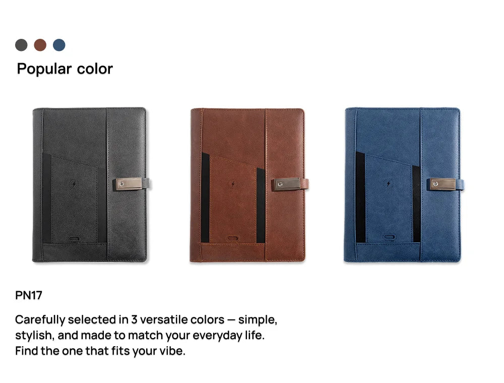 Business or Graduation Gift – Multifunction Charging Notebook with Card Holder for Office, Travel, or College Use