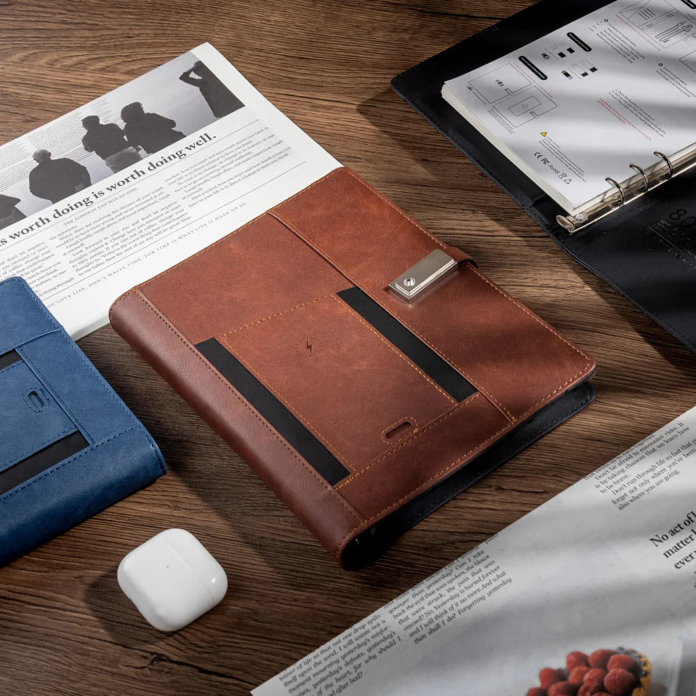 Business or Graduation Gift – Multifunction Charging Notebook with Card Holder for Office, Travel, or College Use