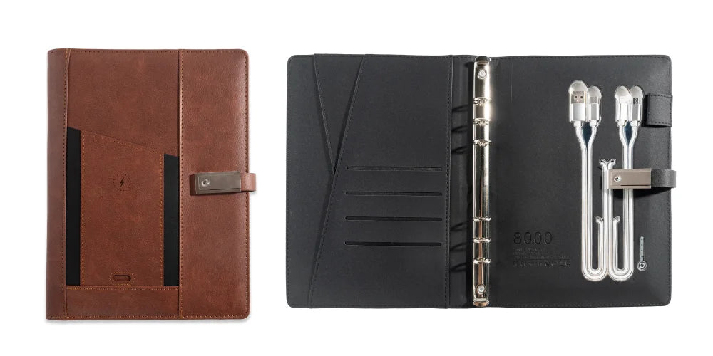 Business or Graduation Gift – Multifunction Charging Notebook with Card Holder for Office, Travel, or College Use