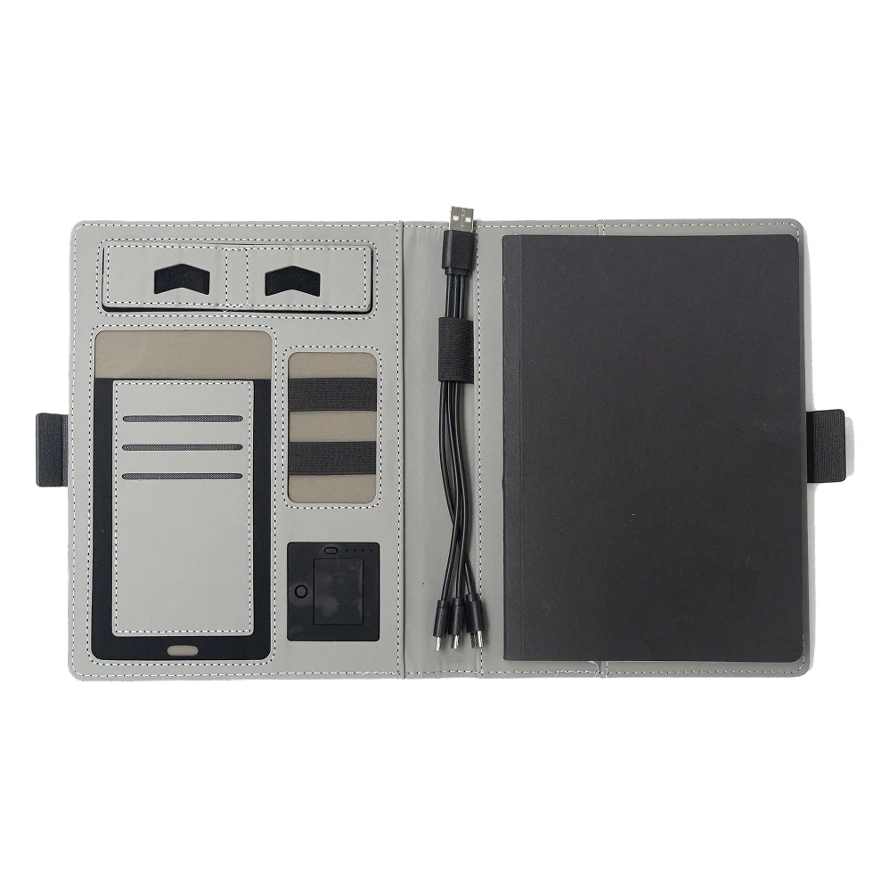 Co-Leather Padfolio with Wireless Charging Notebook, Tablet Holder with Pen – Business Organizer Folder with Notepad
