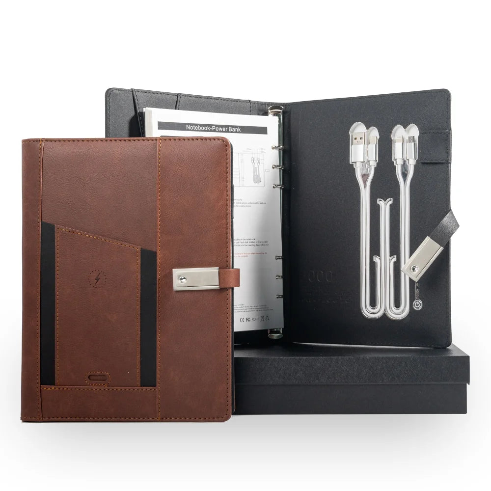 Business or Graduation Gift – Multifunction Charging Notebook with Card Holder for Office, Travel, or College Use