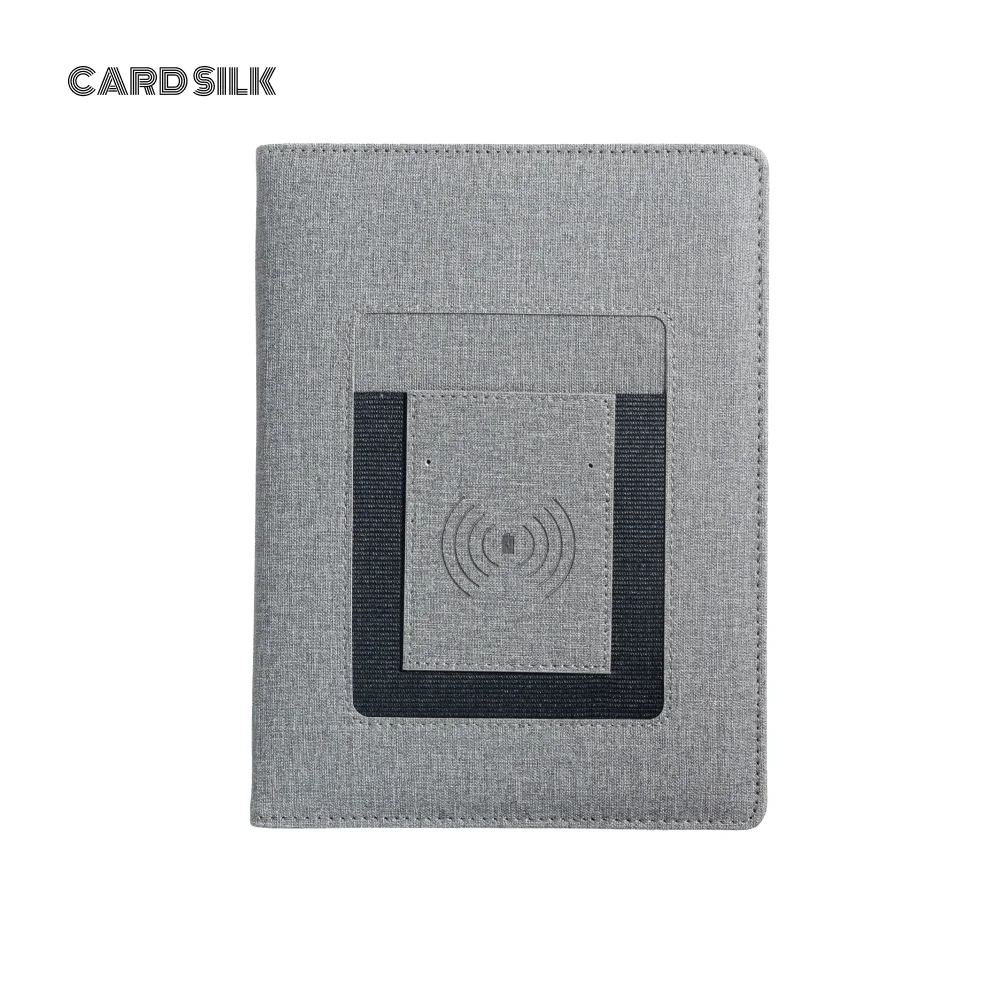 Gift for Travel or Graduation – 6-Ring Wireless Charging Notebook with Card Holder for Office or School Use