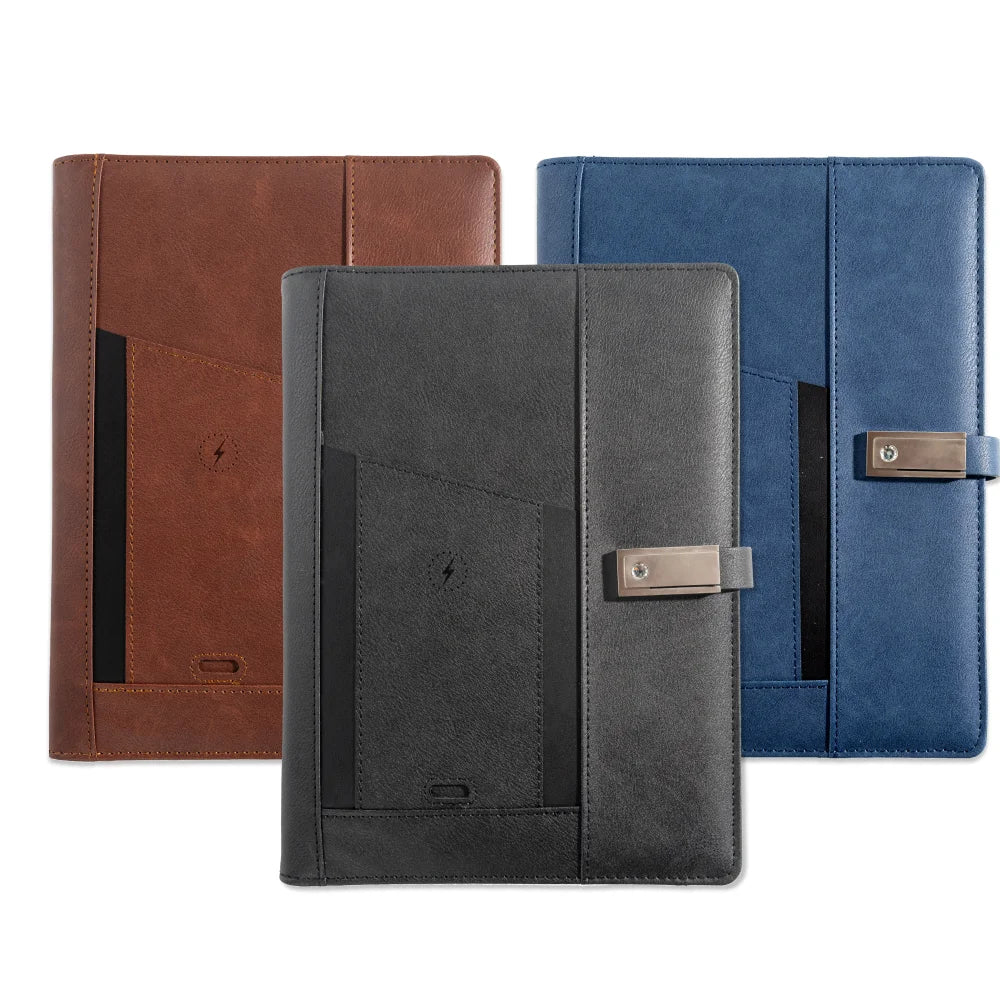 Business or Graduation Gift – Multifunction Charging Notebook with Card Holder for Office, Travel, or College Use