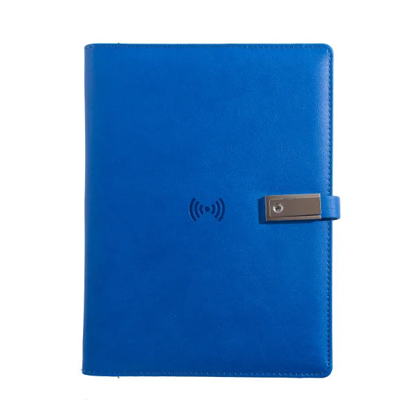 A5 Leather Notebook with built-in Power Bank, wireless charging,  3-in-1 charging Cable. Portable Journal for Business, Travel