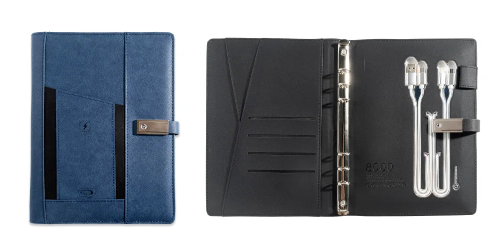 Business or Graduation Gift – Multifunction Charging Notebook with Card Holder for Office, Travel, or College Use