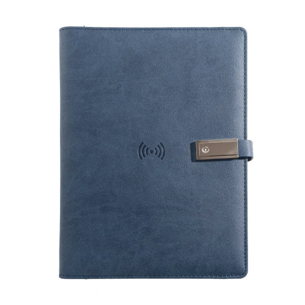 A5 Leather Notebook with built-in Power Bank, wireless charging,  3-in-1 charging Cable. Portable Journal for Business, Travel