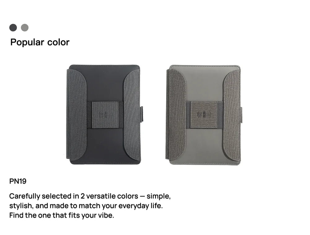 Wireless Charging Business Folder Notebook with Phone Stand and Clock, A5 Planner Organizer for Office Men