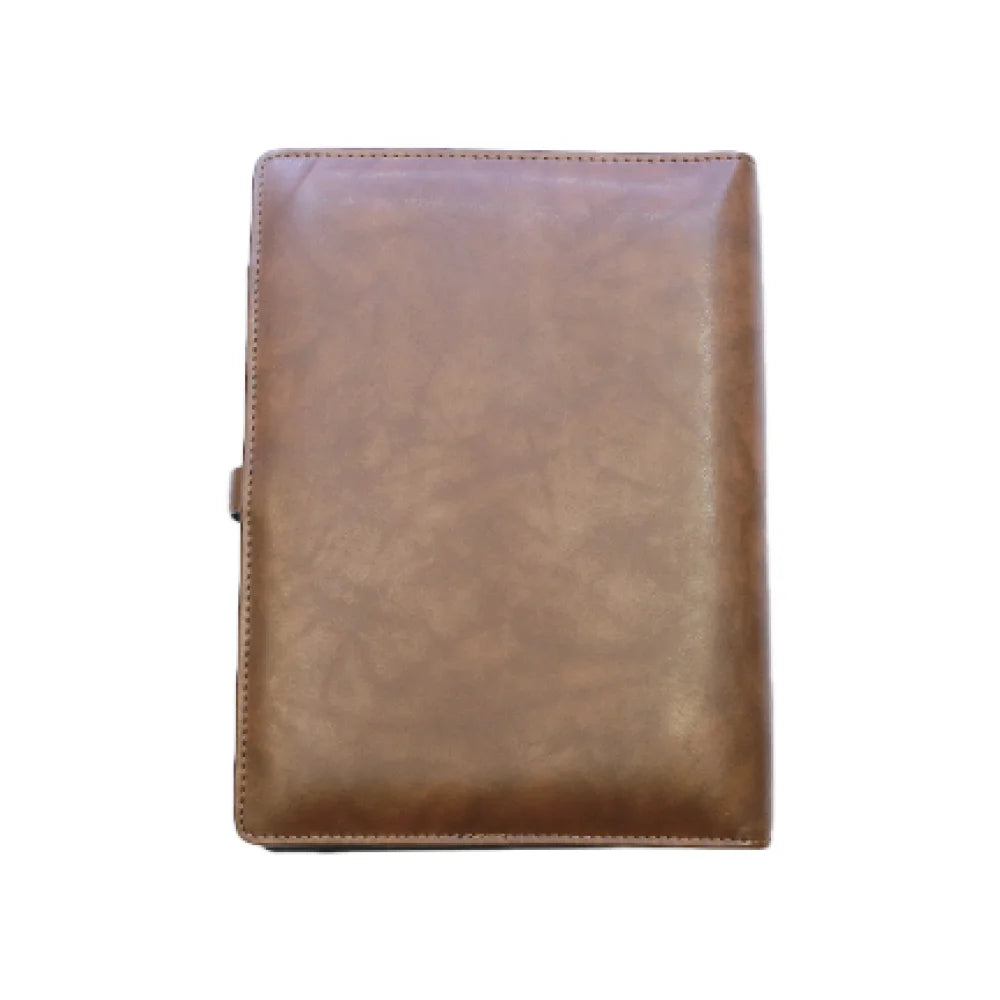 Brown Leather Notebook with built-in Power Bank, Calculator, USB Drive, 3-in-1 Charging Cable, A5 Journal Perfect for Business