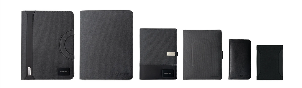 A5 Charging Notebook with Built-in 3-in-1 Cable, Night Light, PU Leather Cover, Card Slots and Document Pocket
