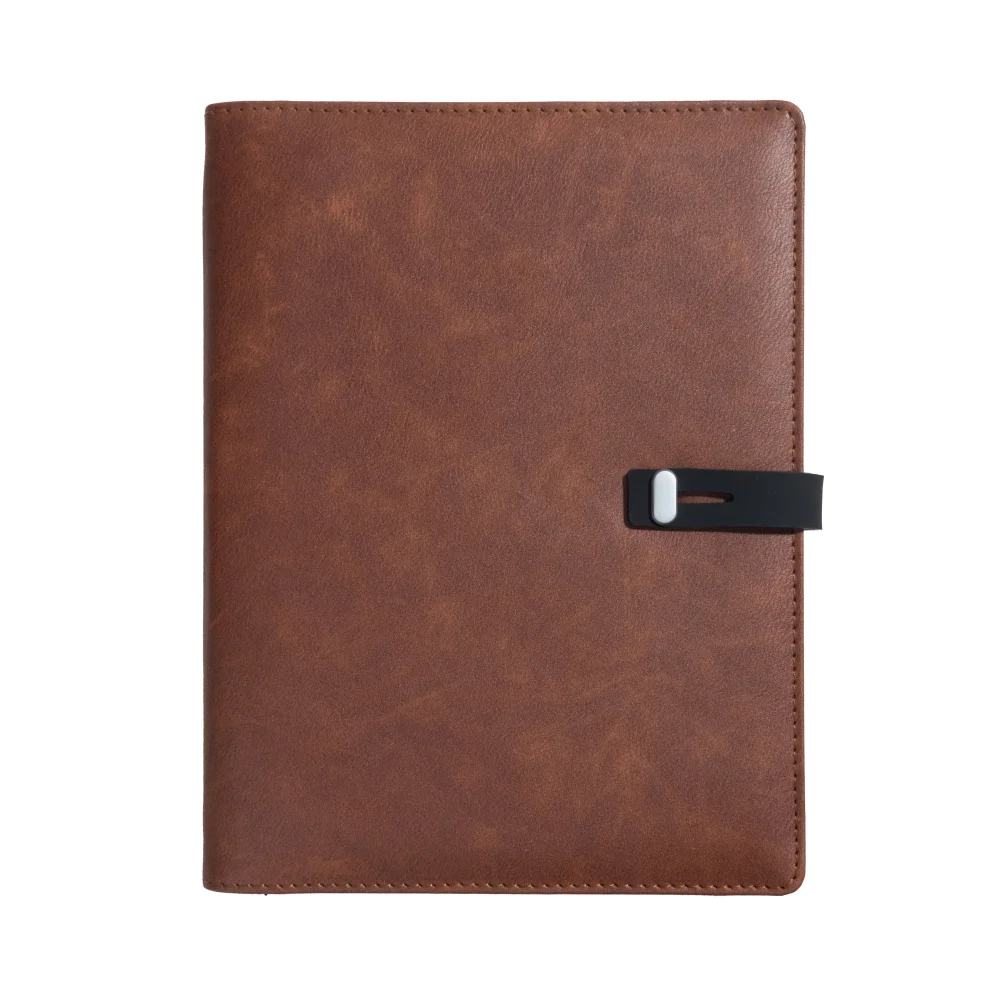 A5 Charging Notebook with Built-in 3-in-1 Cable, Night Light, PU Leather Cover, Card Slots and Document Pocket
