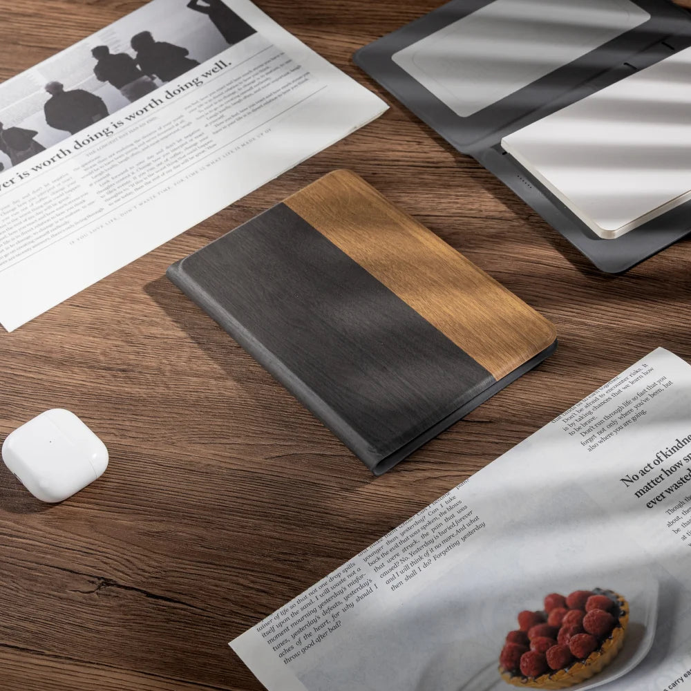 Ultra Slim Wireless Charging Notebook with Hidden Phone Stand, B5 Portable Planner for Work and Travel