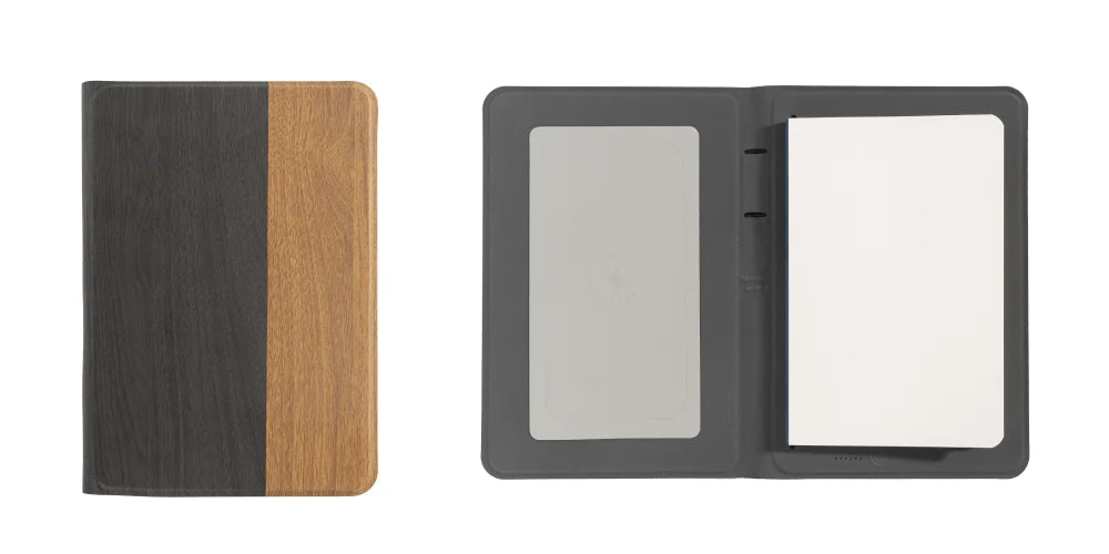 Ultra Slim Wireless Charging Notebook with Hidden Phone Stand, B5 Portable Planner for Work and Travel