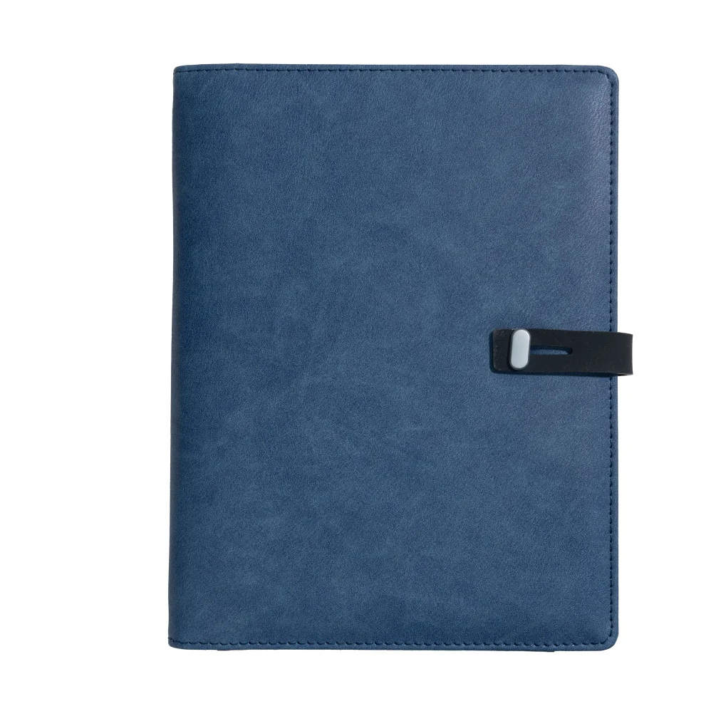 A5 Charging Notebook with Built-in 3-in-1 Cable, Night Light, PU Leather Cover, Card Slots and Document Pocket