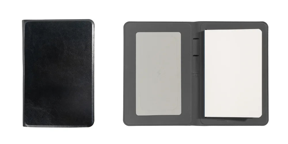 Ultra Slim Wireless Charging Notebook with Hidden Phone Stand, B5 Portable Planner for Work and Travel